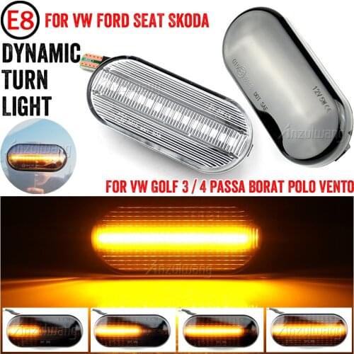 2pc Dynamic Led Turn Signals Side marker light Lamp for VW Volkswagen Bora Golf 3/4 Passat 3B Polo 6N Sharan Vento T5 SEAT Ibiza