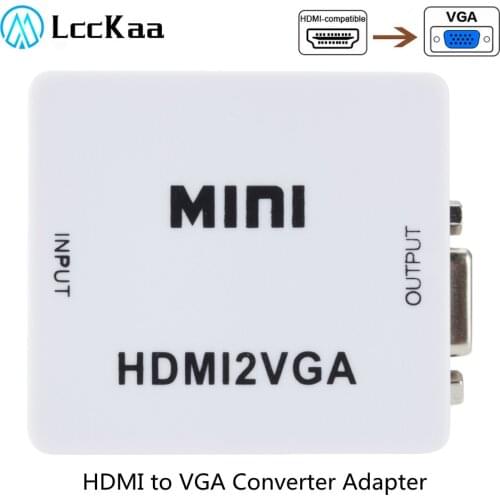 LccKaa Mini HDMI-compatible to VGA Adapter HDMI2VGA Converter Digital Analog HD 1080p For PC Laptop Tablet Displayer