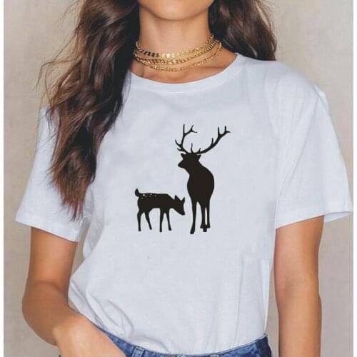 Summer Harajuku Casual Tshirt Fashion Tee Shirt Femme Short Sleeve Funny Anime Deer Graphic T Shirt Women Tops Camiseta Mujer