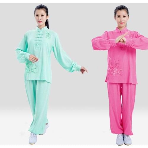 Adult Linen Kung Fu Uniform Traditional Chinese Clothing Women Wushu Top Pants Suit Men Tai Chi Folk outfits Clothes costume
