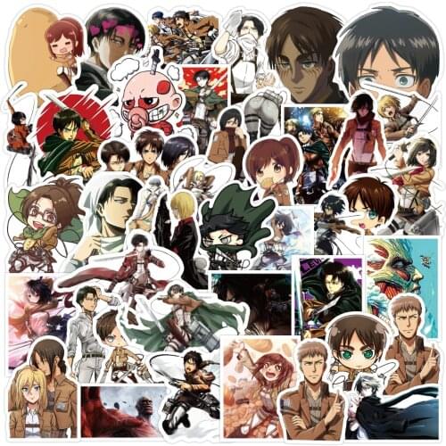 50/100PCS Anime Attack On Titan Graffiti Stickers For Laptop Notebook Skateboard Computer Luggage Cartoon Decal Sticker toys