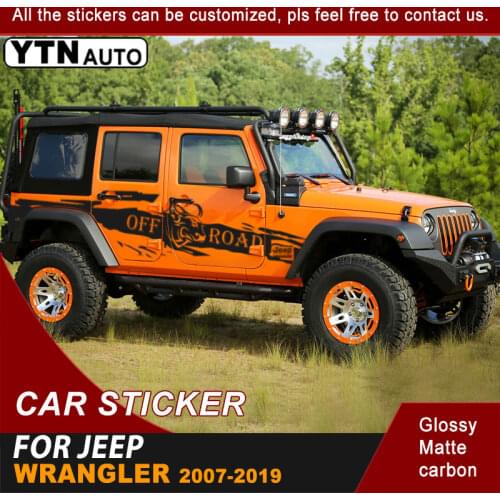 Off Road Side Body Car Decals Stripe Racing Graphic Vinyl Fit For Jeep Wrangler Rubicon 2007-2019 Auto Decoration Stickers