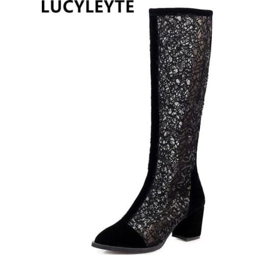2020 new shoes, summer boots, hollow high-heeled boots, fashionable non-slip wear-resistant boots 34-47women sandals