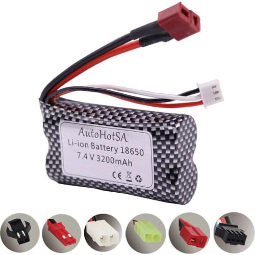 Upgrade high capacity Lipo Battery for Q46 Wltoys 10428 /12428/12423 RC Car Spare Parts Accessories 7.4V 3200MAH 18650 2S T Plug