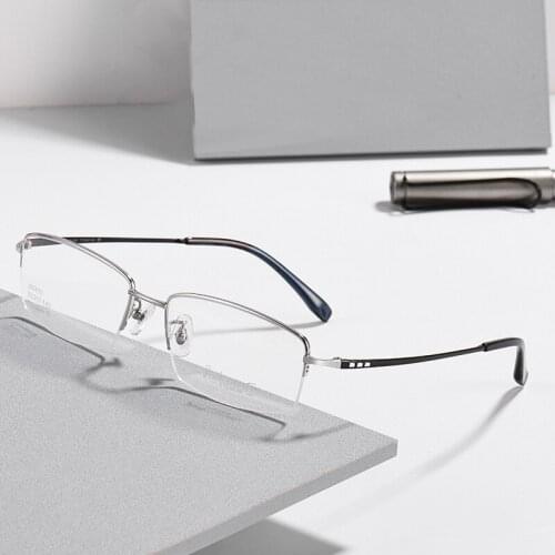 Pure Titanium Glasses Frame for Gentlemen High Quality Eyeglasses Anti Blue Ray Prescription Lenses for Male