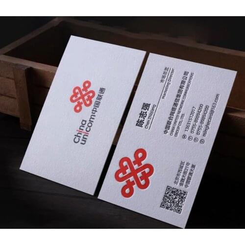 Personalized custom business cards printing logo thick paper free typesetting gold foil letterpress stamping index 530gsm 200pcs