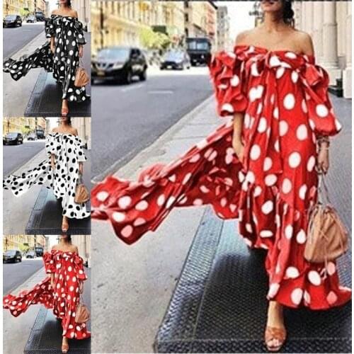 Cross-border 2019 Europe and the United States foreign trade dress strapless dress amazon dot leisure Bohemian dress dress