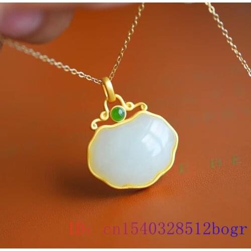 White Jade Ruyi Pendant Chalcedony Crystal Fashion Amulet Gemstone Women Chinese Agate 925 Silver Necklace Natural Gifts