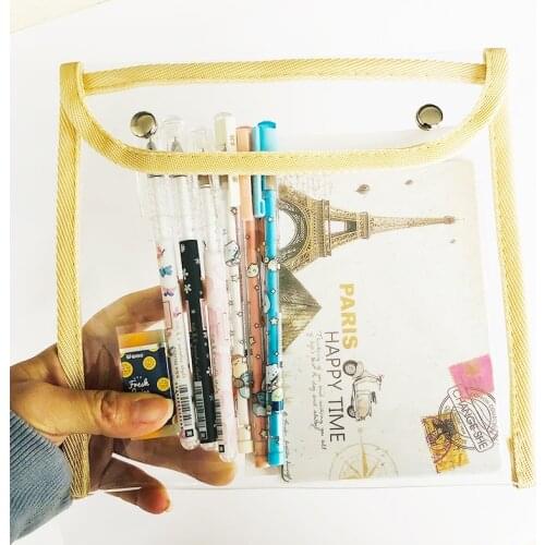1PC Big Capacity Hasp Clear PVC Storage Bag Stationery Comestic Bag Offfice Supply