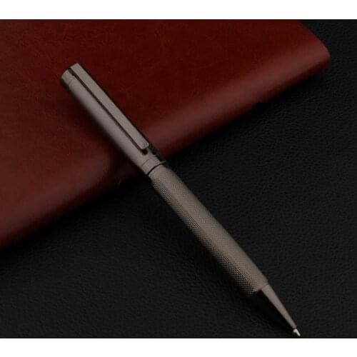 Luxury Metal Gun gray BALL PEN Plush leather Wave of filamentous golden 0.7 Nib Ballpoint Pen Stationery Office Supplies