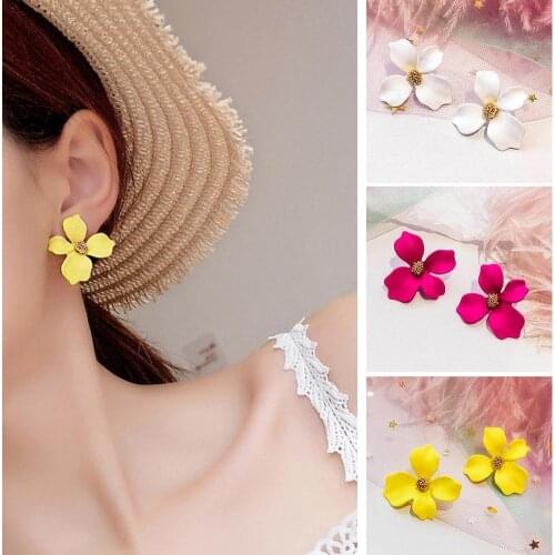 Fashion Girls Flower Ear Studs Women All-match Date Party Travel Earrings Gift Ear Ring Small Stud Jewelry Decoration