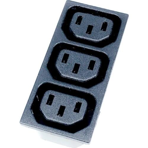 Chassis Female 3PIN Three In One AC IEC320 C13 C14 Inline Socket Plug Adapter Industrial Power Supply Output Outlet 10A/250V