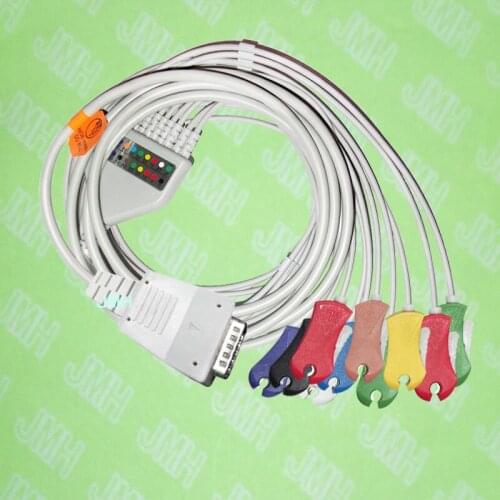Compatible with ShangHai Kohden 6511,6504,6353, 8110P EKG Machine,One-piece ECG cable and leadwires,15PIN,clip,IEC or AHA