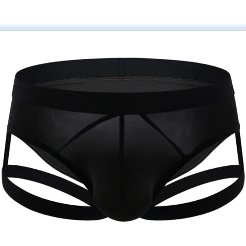 Men Sexy Briefs Ice Silk Breathable Elastic Low Waist Panties Moisture Wicking Underwear U Convex Pouch Underpants Apparel