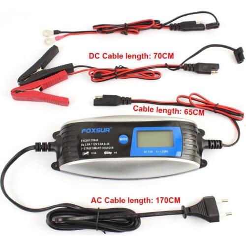 6V 12V 0.8A 4A Scooter Motorcycle Car Smart Battery Charger with SAE Quick Connector AGM EFB WET Multipurpose Battery Charger