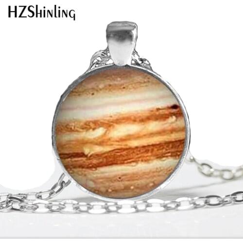 Jupiter Necklace Glass Pendant Orange Planet Pendant Science Jewelry Geek Jewelry Space Necklace A-051 HZ1