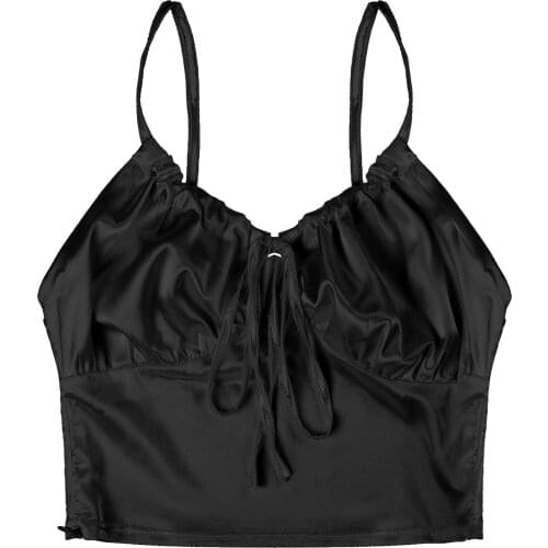 Womens Fashion Zipper Side Camisole Vest Tops Summer Lace Up Front Satin Crop Tops Sexy Sleeveless Clubwear For Party Festival