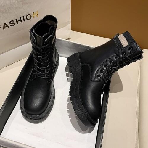 Lady Boots Shoes Luxury Designer Ankle Booties Women Ladies 2020 Fashion Round Toe Cross-tied Square Heel