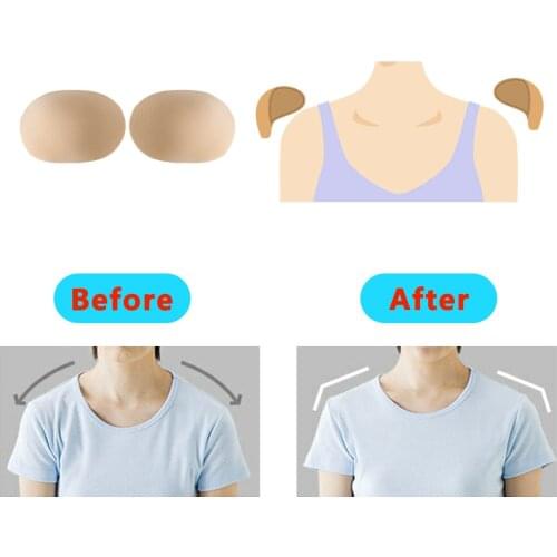 1 Pair Soft Foam Padded Shoulder Push-up Cushions Reusable Self-Adhesive Non-slip Shoulder Enhancer Clothes Sewing Accessories