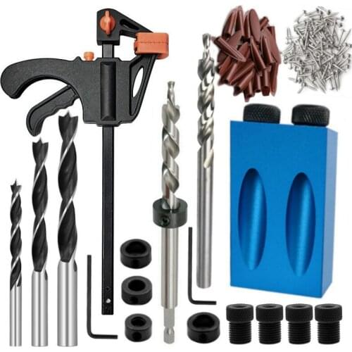 15 Degree Oblique Hole Locator Angle Drilling Locator Aluminium Woodworking Drill Bits Jig Clamp Kit Guide Wood Hand Tools