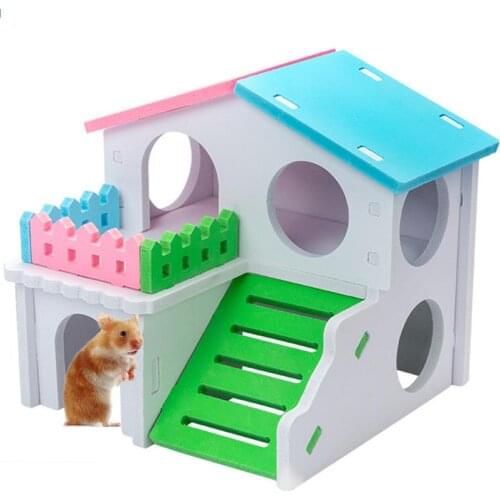 2 Layer Hamster Villa Plastic Luxury Cage For Small Pet House Hideout Hut Toy Hamster Playhouse With Ladder Hamster Accessories