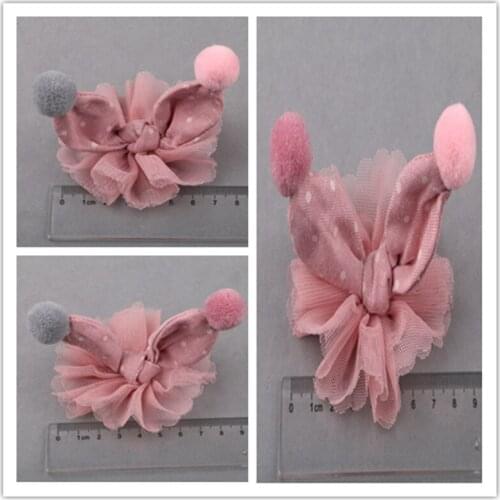 2018 Pet Cats Princess powder handmade cartoon hair ball mesh yarn rabbit hair clips Grooming Accessories Clips Hairpin Flower