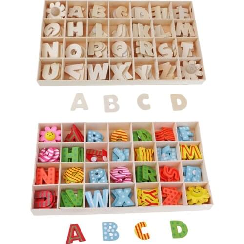 224 Pieces Multicolor Wooden Alphabet Letters Kids Toys with Storage Tray
