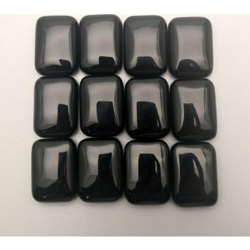 25x18MM Nature Stone Rectangle Black Onyx cab cabochon for jewelry making beads 12Pcs/lot Free shipping no hole Wholesale