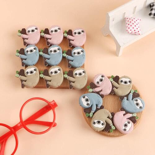 Kovict 50/100/200pc Mini Sloth Silicone Beads Food Grade Silicone Pendants DIY Pacifier Chain Accessories Baby Molar Toys