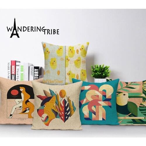 Abstract Cartoon Cushion Cover Dinosaur Living Room Pillows Case Linen Decoration Cushions Covers Animal Sofa Pillowcases Kissen