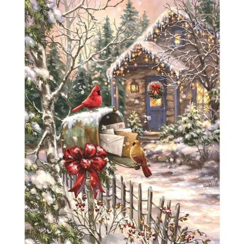 5D DIY diamond Painting Winter Snow Birds Cross Stitch diamond embroidery mosaic diamonds wall stickers home decor BY267