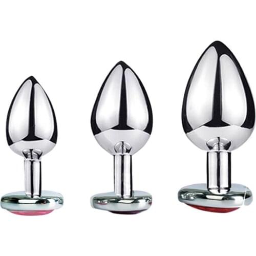 Heart Shaped Metal Anal Plug Metal Anal Beads Butt Plug Crystal Jewelry Anal Trainer Stainless Smooth Steel Butt Plug for Couple