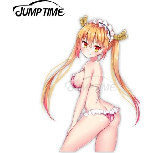 Jump Time 13 x 5.8cm For Kobayashi san Chino Maid Dragon Tooru Car Sticker Windshield Trunk Decal Personality Vinyl Car Wrap