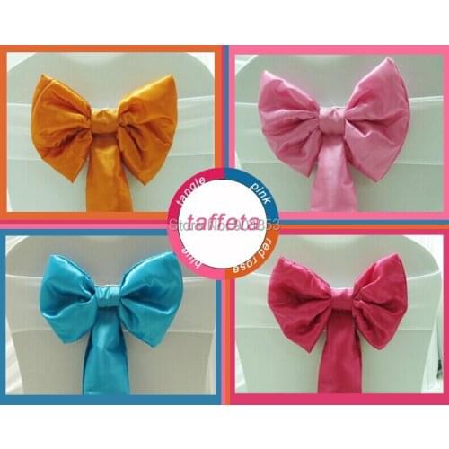 White spandex band with taffeta butterfly knot chair bow chair sash