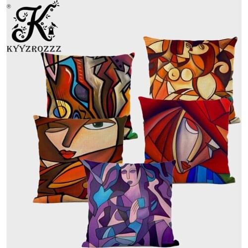 Modern Abstract Art Deco Throw Pillowcase Picasso Style Pumping Realism Abstract Art Living Room Display Furnishings Pillowcase