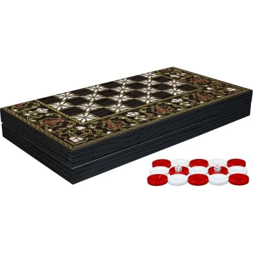 Best Quality Backgammon Antep Orient Wooden Folding Large Chess Set Checkers Draughts Anatolian Walnut Entertainment Board Game