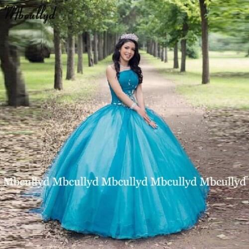 Elegant Quinceanera Dresses Appliques Crystal Ball Gowns Sparkly Sweet 16 Year Princess Prom Dress For 15 Years Vestidos