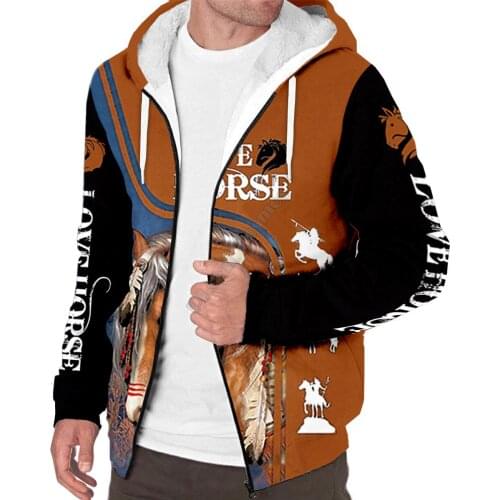 Love Horse 3D printed Fleece zipper Hoodies Men Women Winter Warm double plus velvet jacket cosplay costumes Casual Coat 01