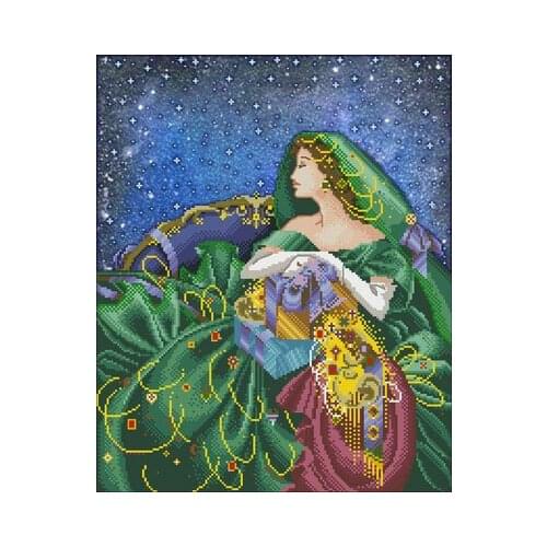 Artistic hand-dyed hand cross-stitch cloth with beaded metal thread cross-stitch kit MD angel styles cross stitch 25-MD-06