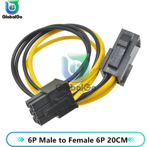 6-pin to 6-pin 20cm Power Converter Cable for GPU Video Card 6pin Male To Female Power Cable