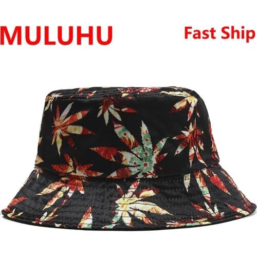 Gorro Playa Maple Leaf Print Pattern Men Women Cotton Hip Hop Cap Summer Panama Fashion Fold Sun Fishing Fisherman Hats Gorro