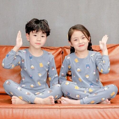 Girls Boys Autumn Clothing Set Cotton Homewear Kids Clothes Cartoon T shirt Pants outfits Pyjamas For Teens 4 6 8 10 12Years