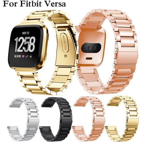 Metal Wristband For Fitbit Versa band women strap with pin Screwless Stainless Steel Bracelet Wristbands Replacement Accessories