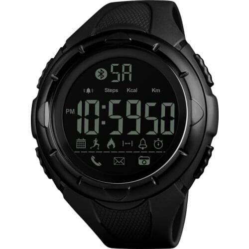 SKMEI 1326 Mens Digital Watch Support IOS Android Operating System App Message Call Remind Runner Pedometer Fitness Watch Black
