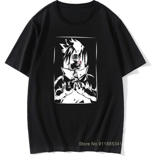 Mens T Shirts Sharingan Sasuke Uchiha T-shirts Vintage Cartoon Anime Tshirt Group Short Sleeve Tops Tees Crewneck Pure Cotton
