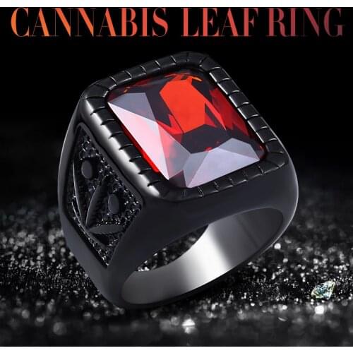 Beier Men Hiphop Ring 316L Stainless Steel Black/Red Stone Ring Rock Fashion Male Jewelry