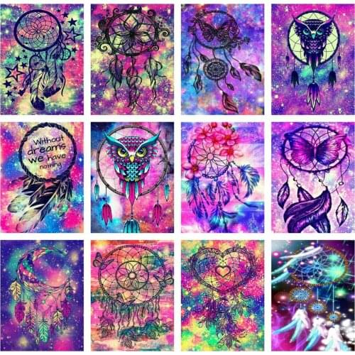 Huacan Diamond Painting Full Square Flower Kit 5D DIY Diamond Embroidery Mosaic Owl Decorations Home