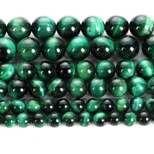 Natural Green Tiger Eye Stone Beads Charm Round Loose Beads For Jewelry Making DIY Necklace Bracelets Earrings 4/6/8/10/12 MM