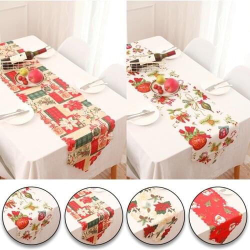 New Fashion Christmas Table Runner Fabric Christmas Table Desktop Dining Decor Tablecloth Christmas Ornament New New Years Gift