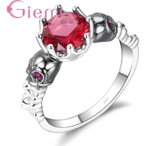 Wholesale Price 925 Sterling Silver Luxury Red Crystal Crown Ring Hot Party for Fashion Women Birthday Present Jewelry
